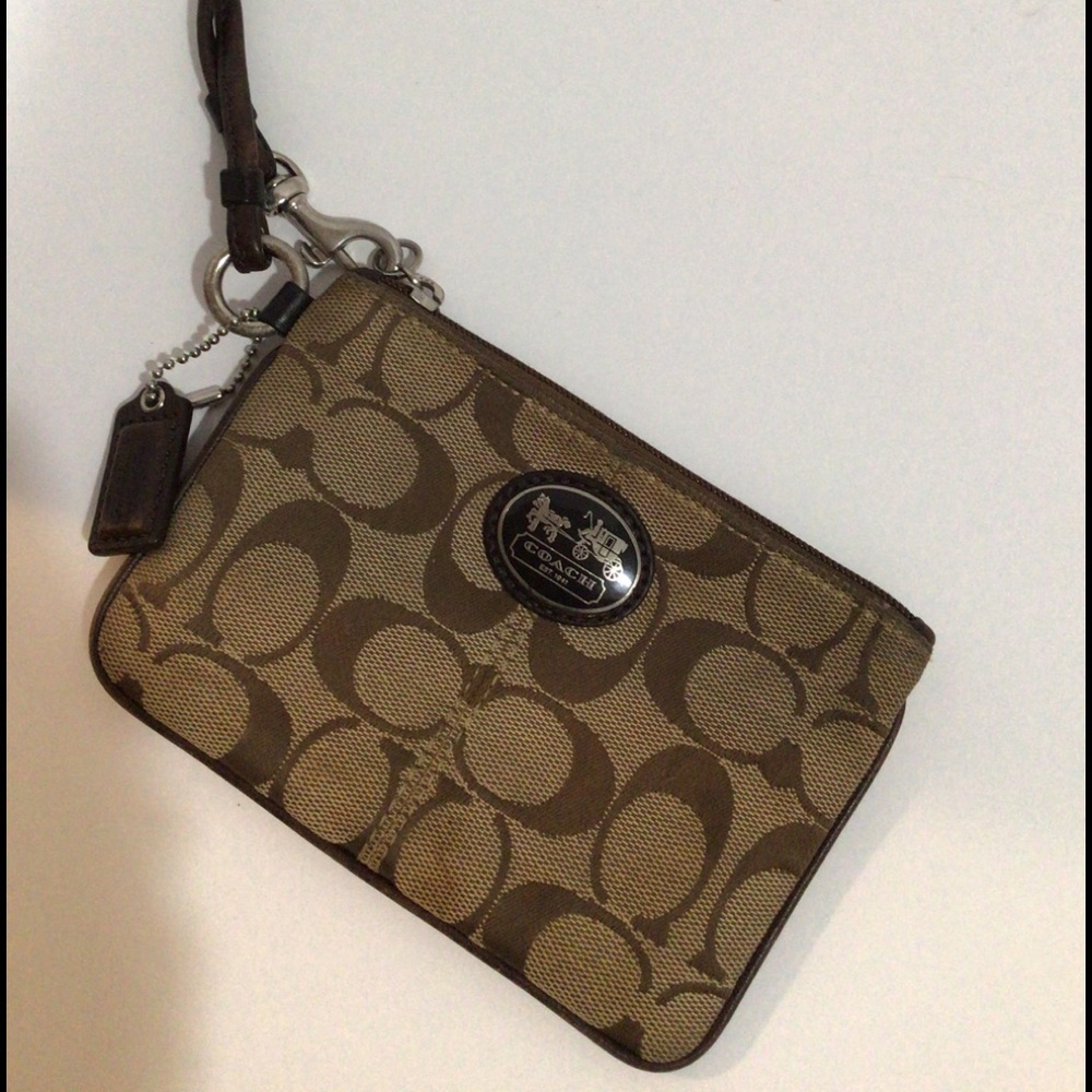 Coach logo wristlet